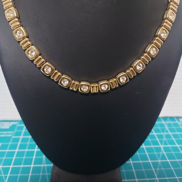 Nina Ricci Gold Plated Necklace with Swarovski Crystals - 16-17" Vintage - Picture 2 of 5